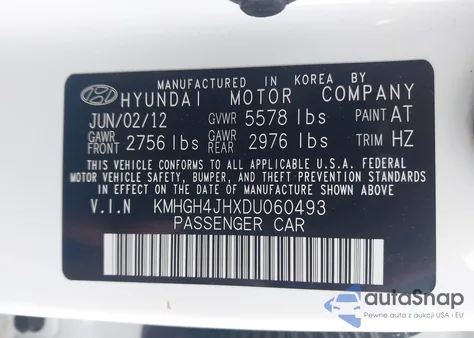 2013 Hyundai Equus Signature from USA, damaged, VIN KMHGH4JHXDU060493